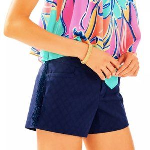 LILLY PULITZER true navy jacquard Ellie fringe shorts 4 NEW